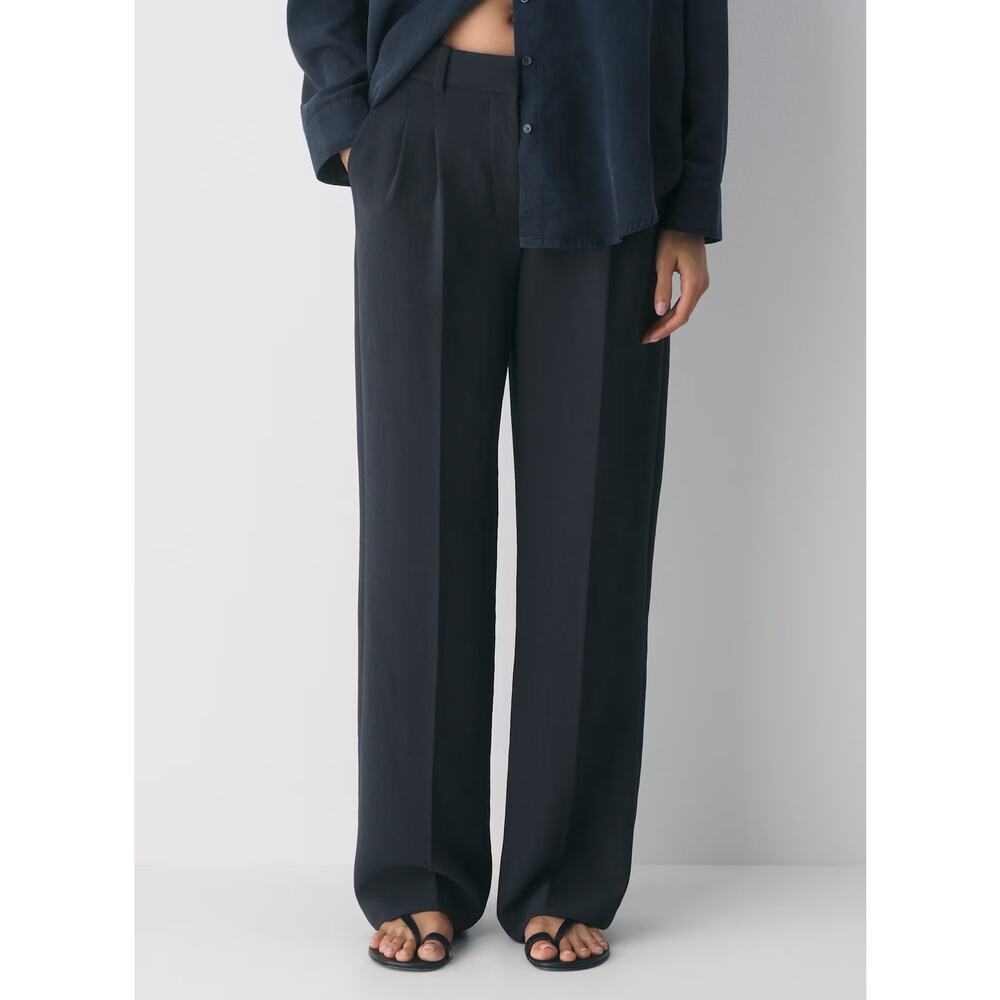 Aritzia Navy Wide-Leg Trousers